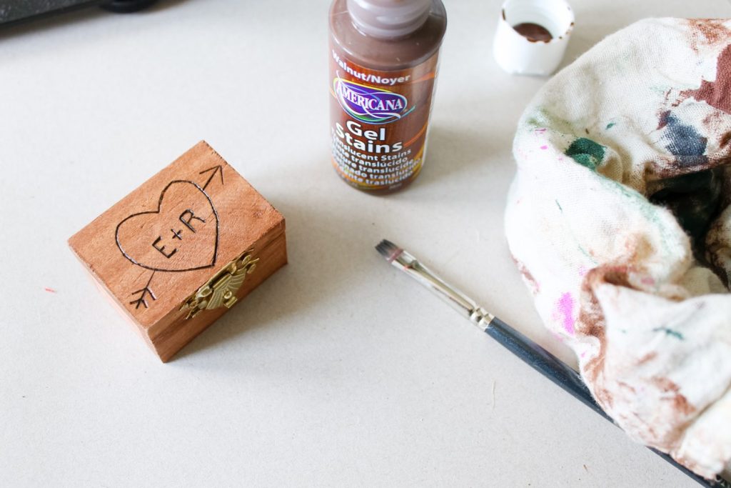 stained wooden box for a wedding
