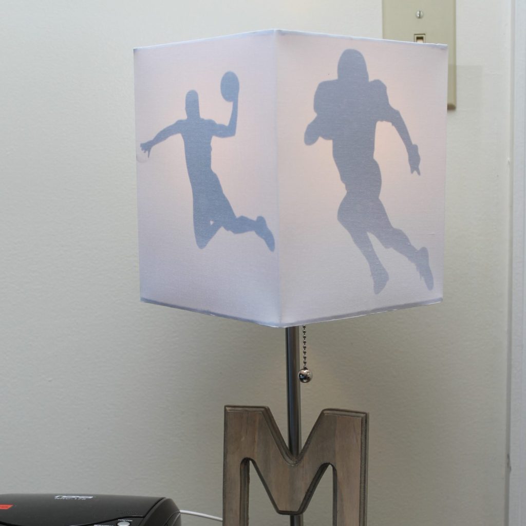 sports silhouette added to a lamp shade