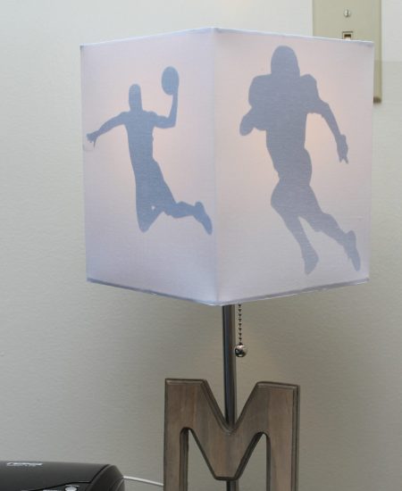 sports silhouette added to a lamp shade