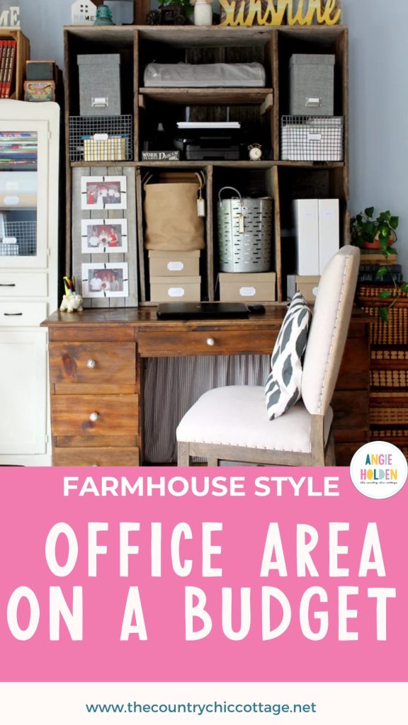 farmhouse style office area on a budget