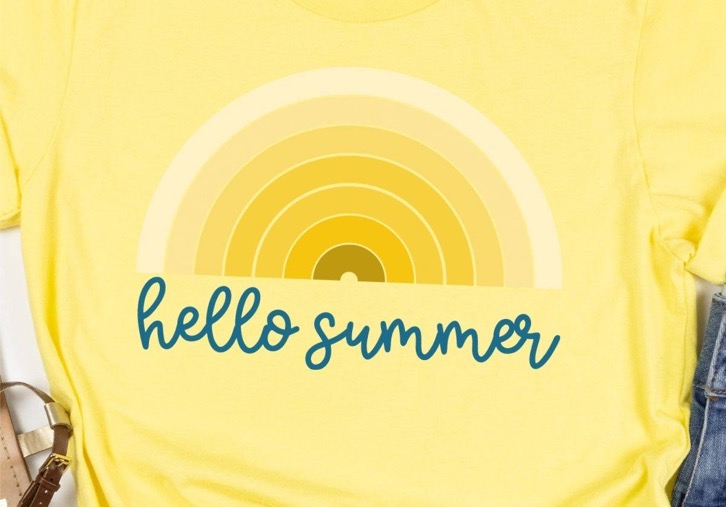 Finished free hello summer SVG t-shirt - horizontal.