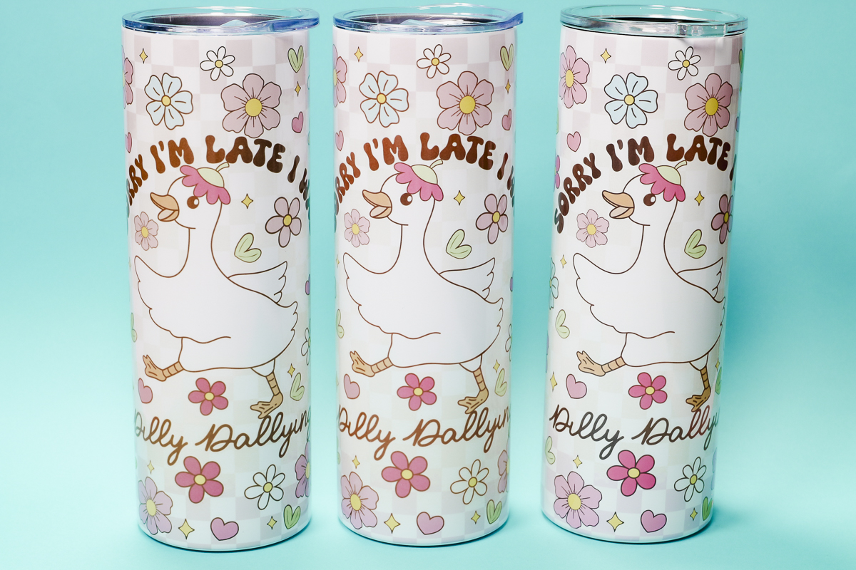 Sublimation tumblers with geese.