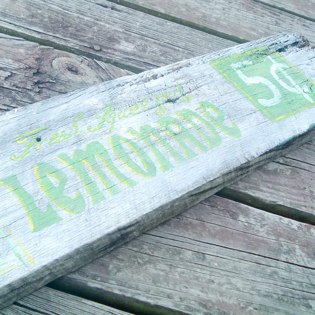 wooden lemonade sign made with a cricut