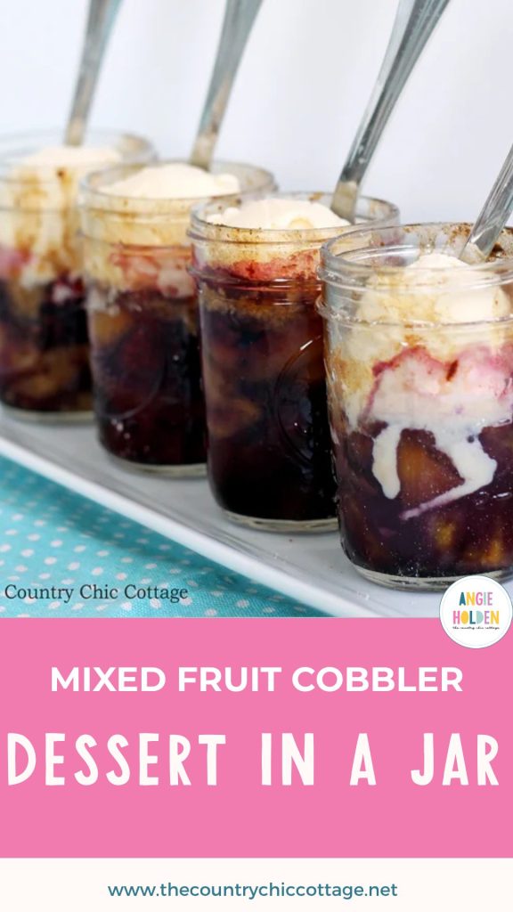 mixed fruit cobbler in a jar