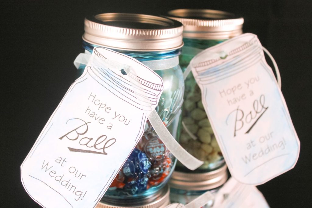 wedding tags on mason jars