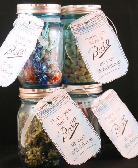 mason jar wedding favors with printable tags