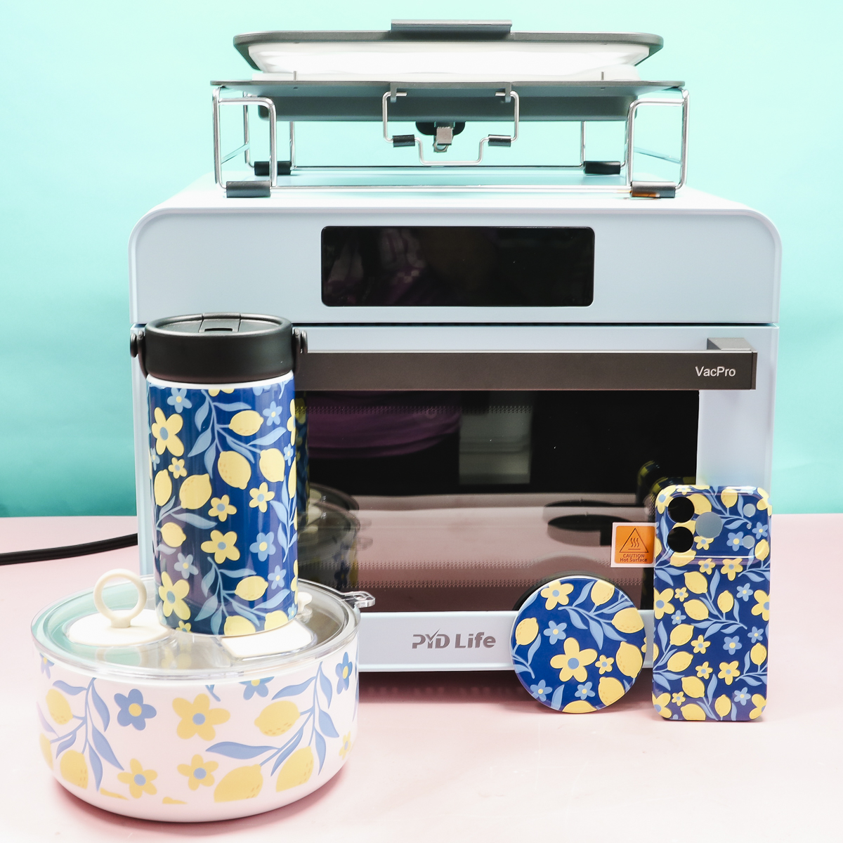 PYD Life sublimation oven with vacuum and projects.