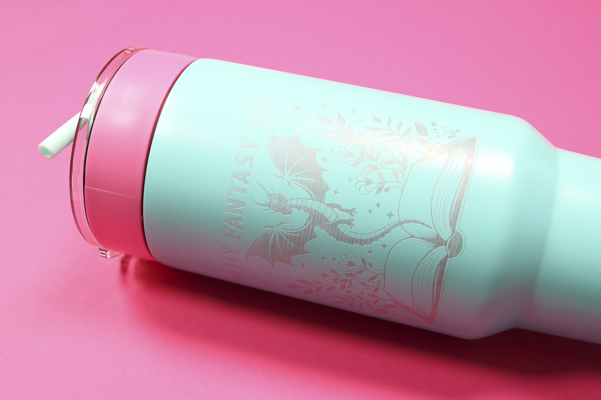 Engraved tumbler with xTool M2 laser.