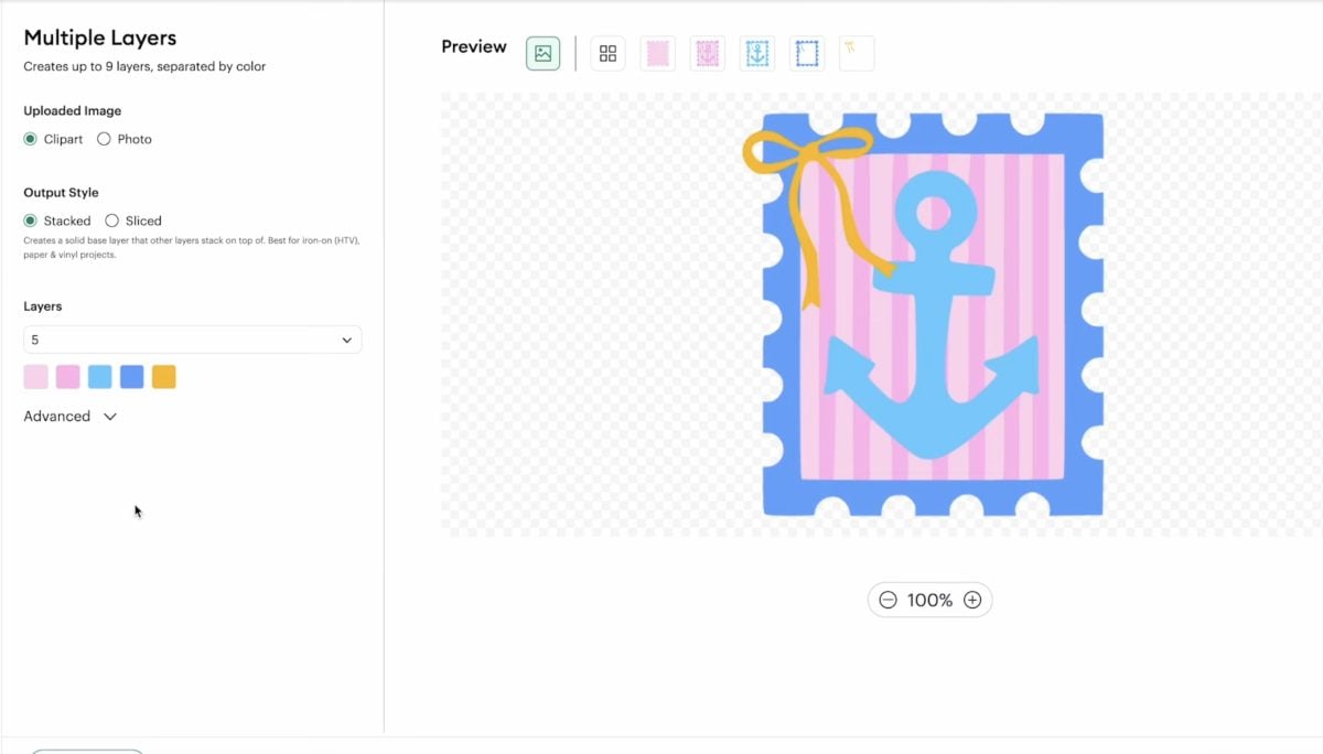 Choose how many layers you want the image to have.