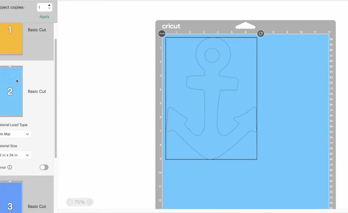 Design Space will put each color on a different mat.