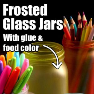 Frosted Glass Jars with Glue and Food Colouring by Happy Hooligans