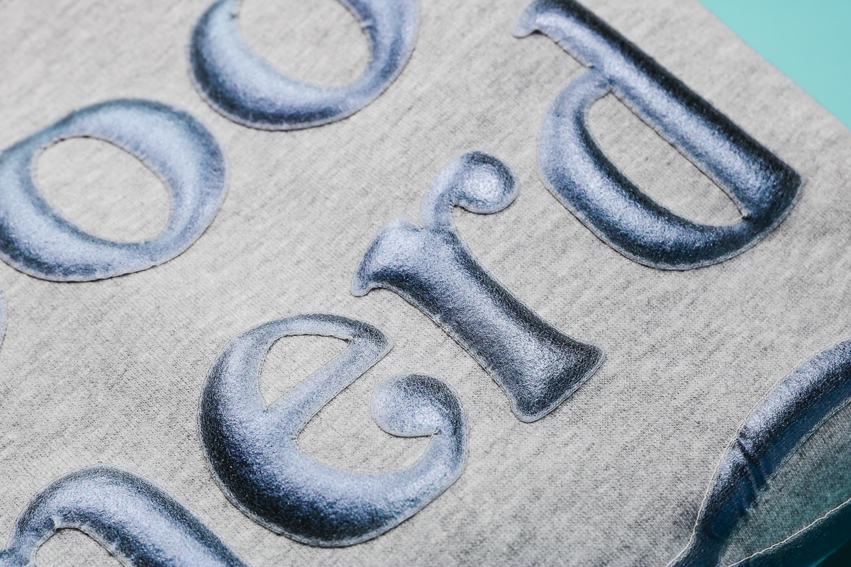 Close up of puff HTV with Cricut Autopress 2.