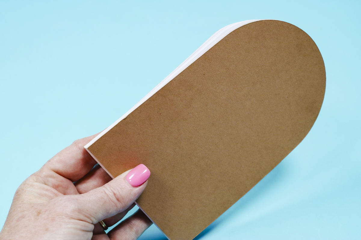 Close up of back of notepad.