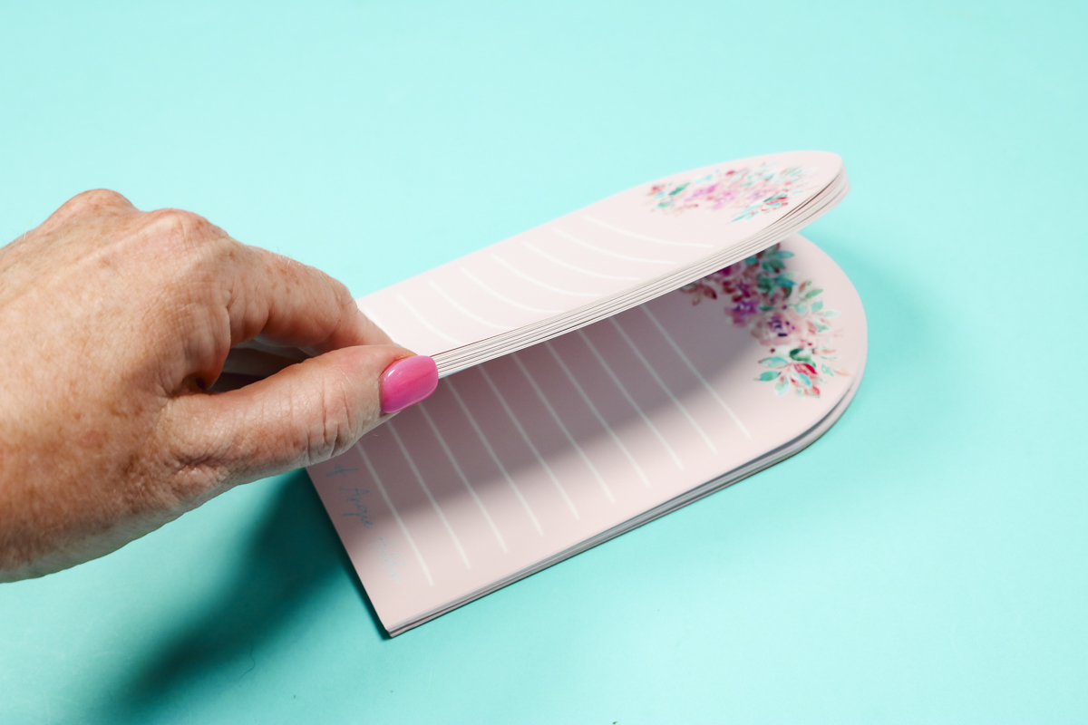 Open page of custom Cricut notepad.