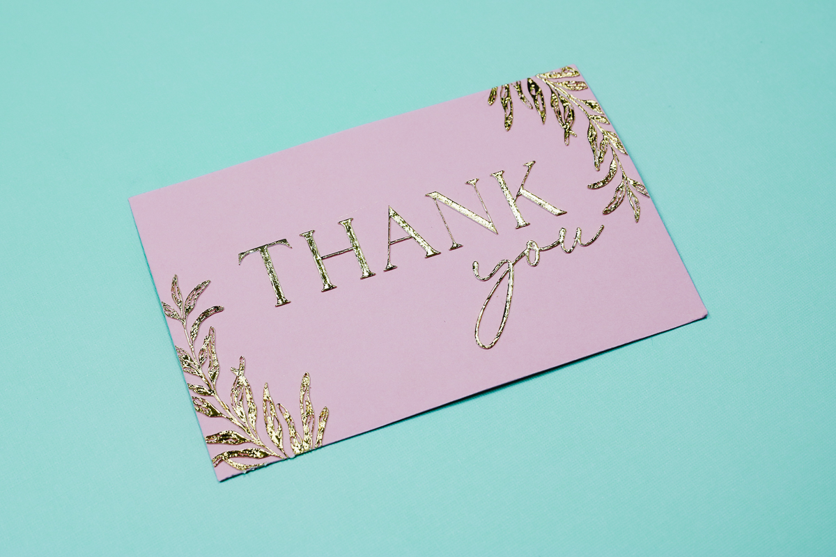 Finished gold foiled cardstock.