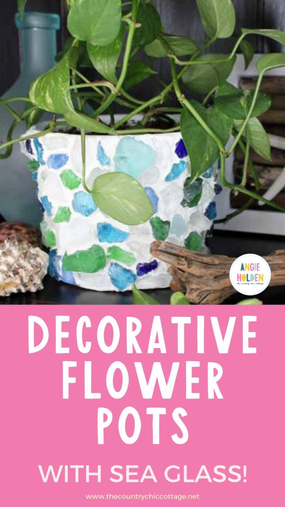 flower pots with sea glass