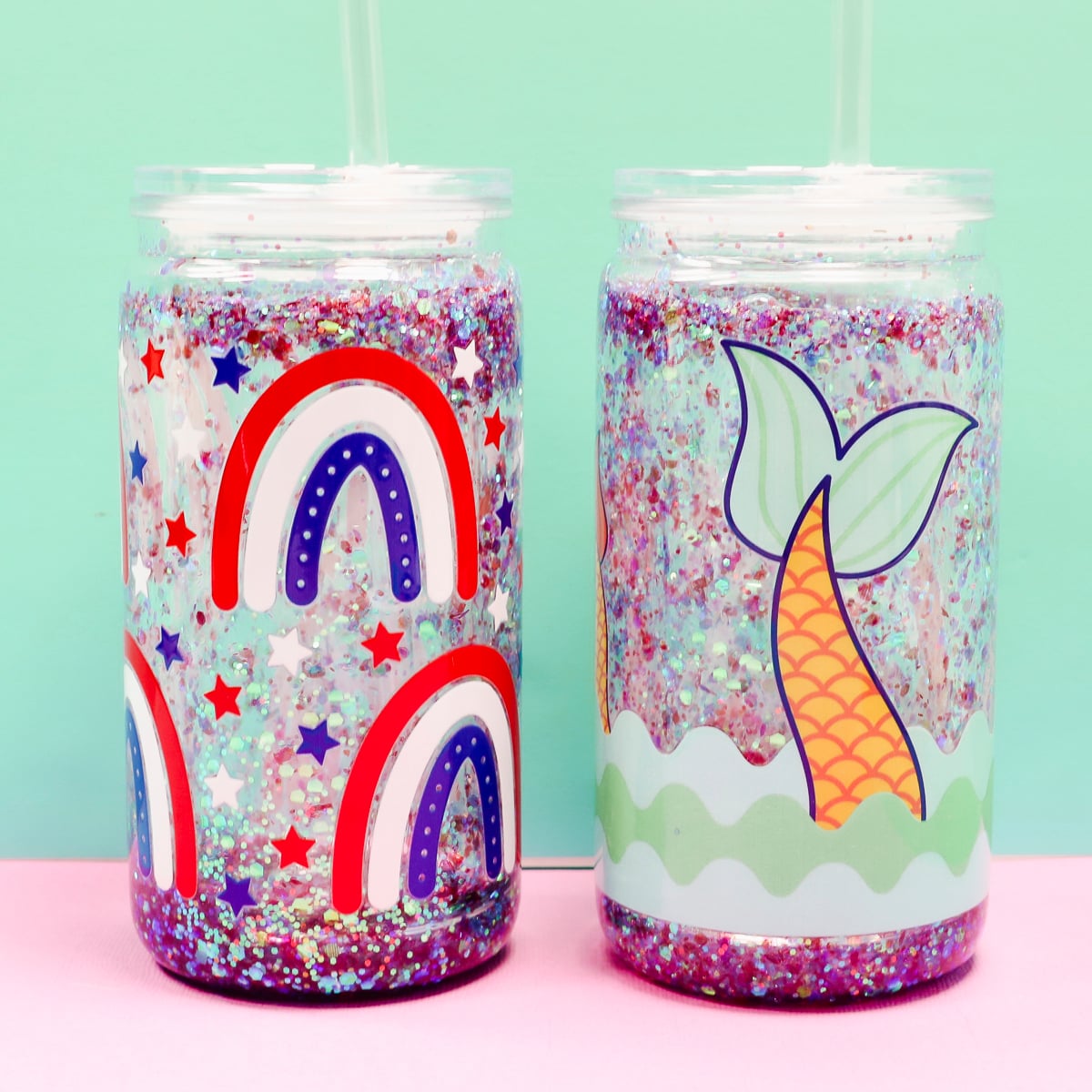 Finished Glitter Snowglobe Tumbler - square