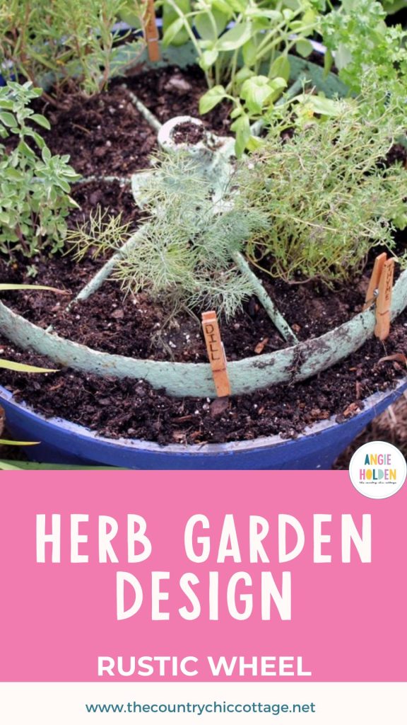 herb garden design rustic wheel