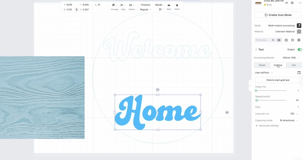 Create the engraved word Home.
