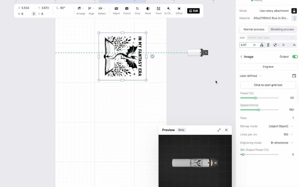 Rotate and resize the design.