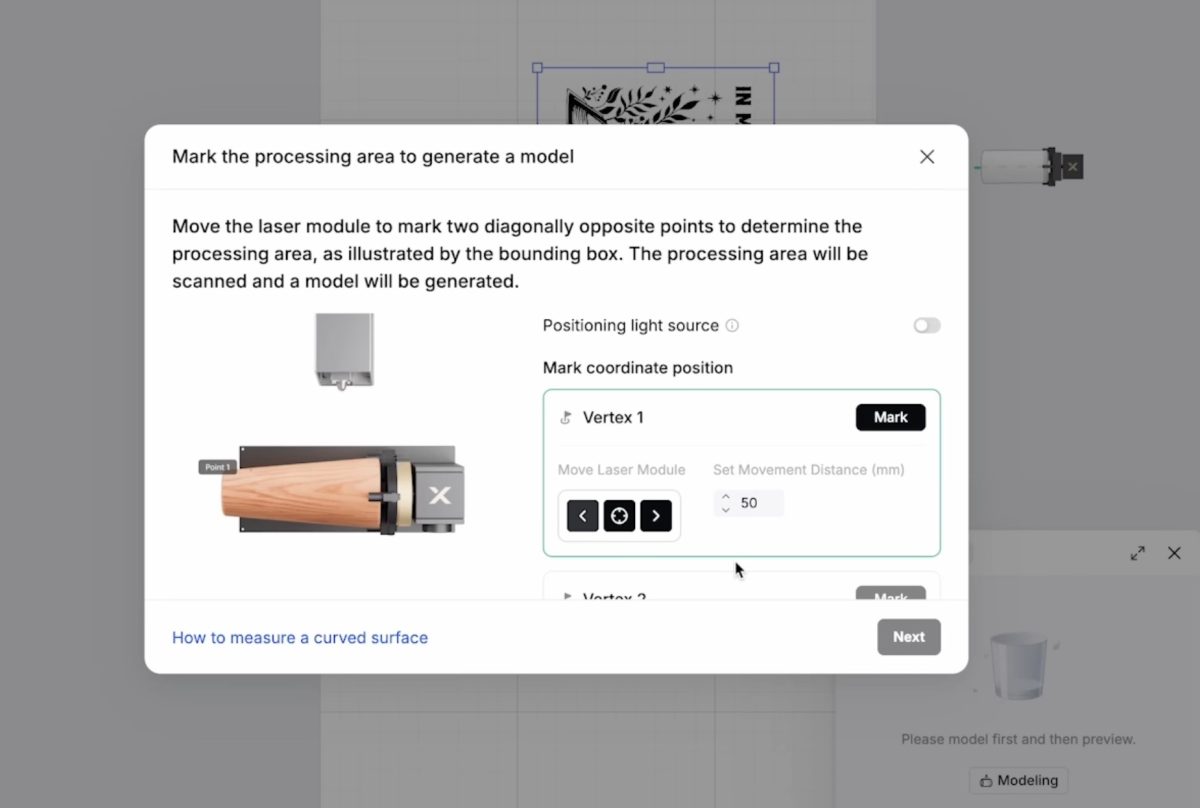 Use the Modeling Tool to determine the processing area.