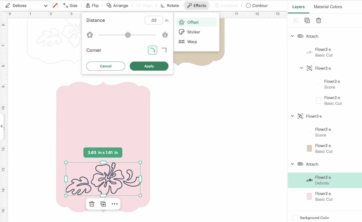 Create an offset of the design.