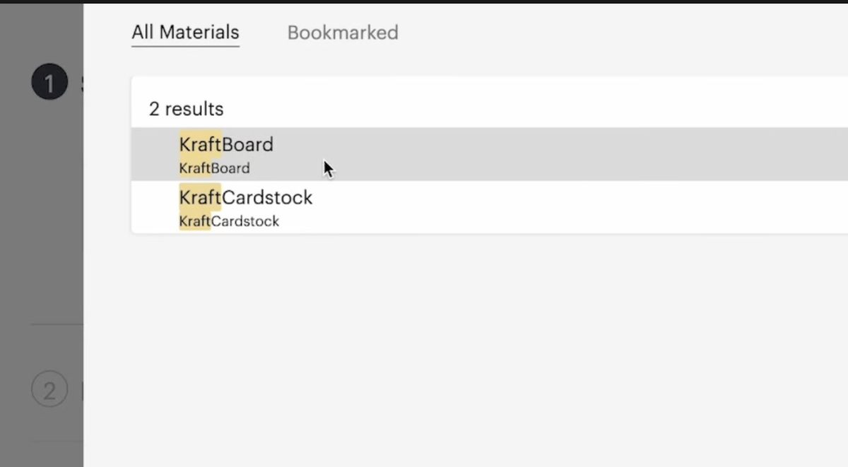 Select Kraftboard as the material.