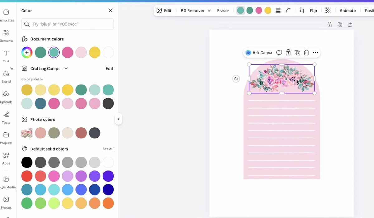Customize notepad design in Canva.
