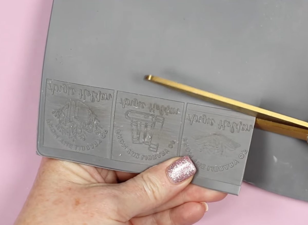 Use scissors to cut stamp out of rubber sheet.