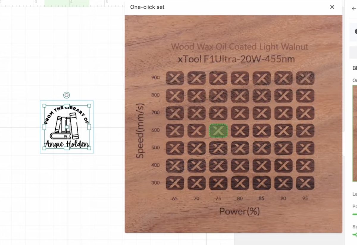 Choose the engraving setting.