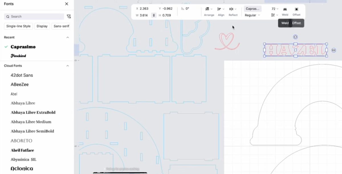 Add text to the project in xTool Studio.
