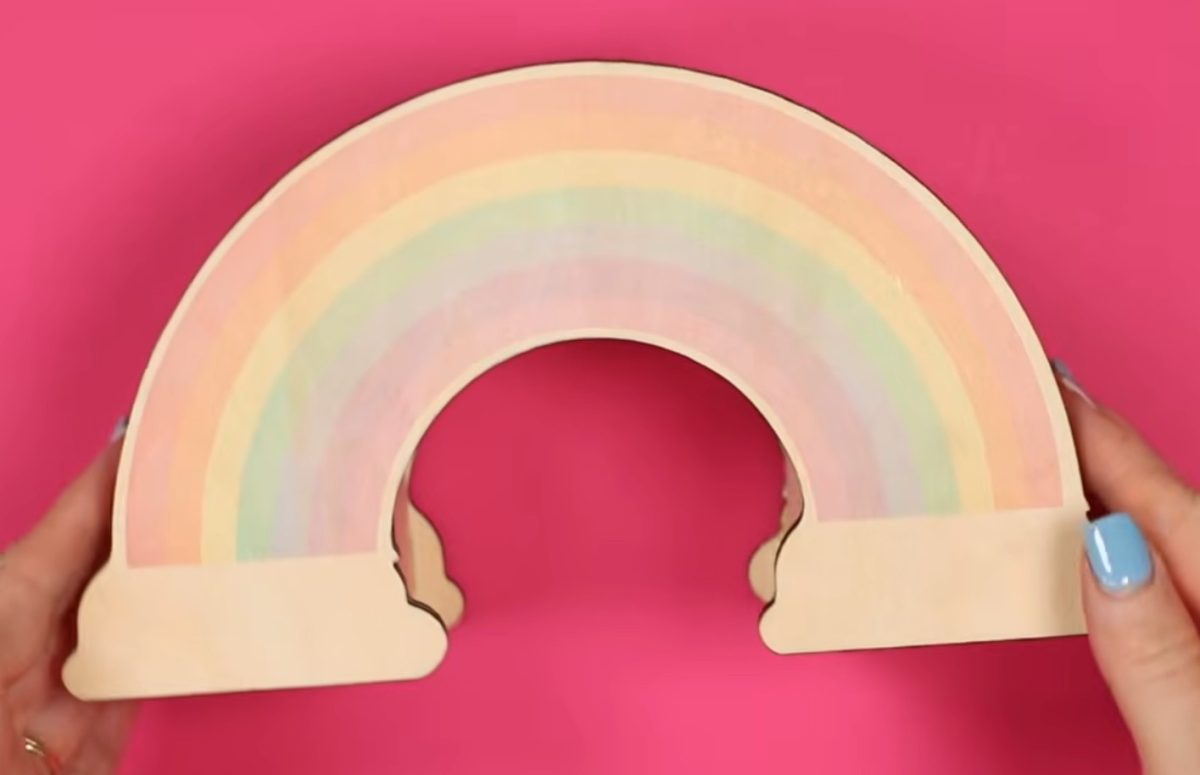 Add printed rainbow piece to the assembled organizer.