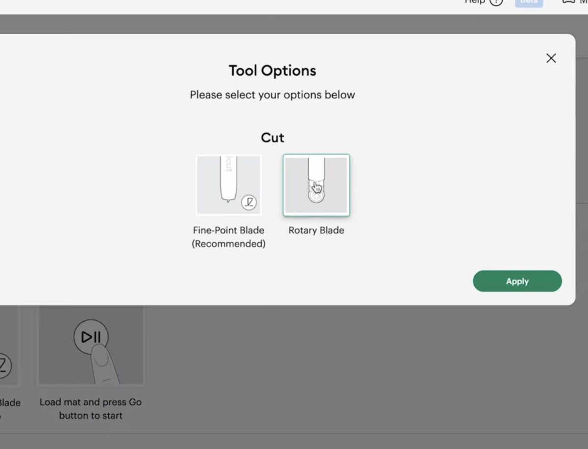 Choose the Rotary Blade setting.