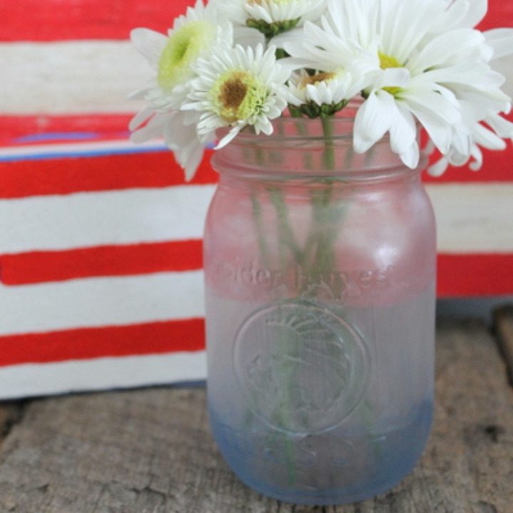 Patriotic Frosted Mason Jar 