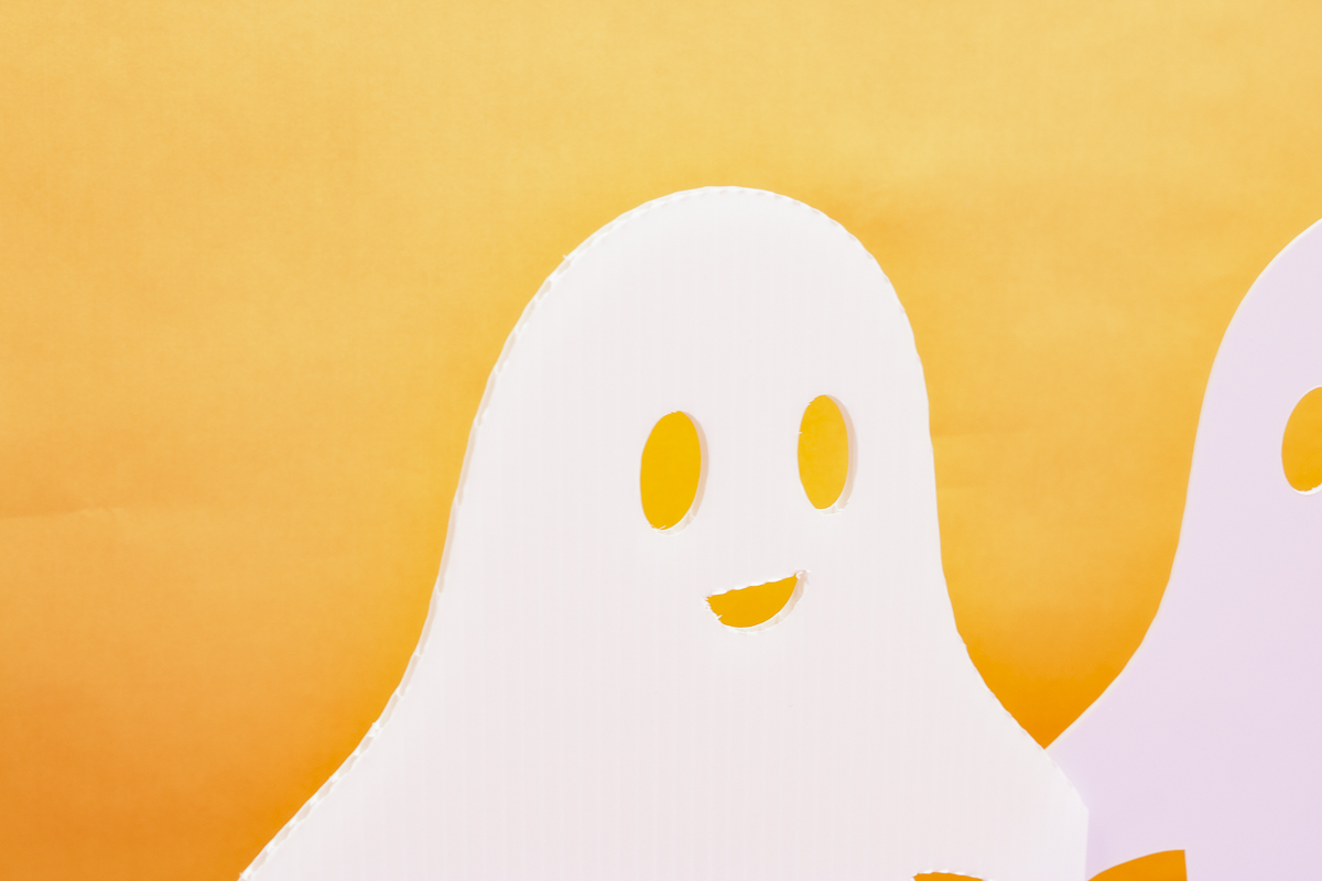 Plastic corrugated board ghost close-up.