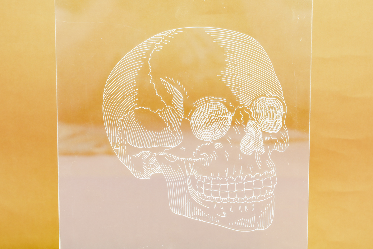 Close up of engraving from Maker 5.