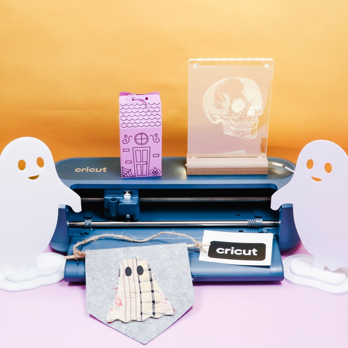 Cricut Maker 5 with completed projects - square.
