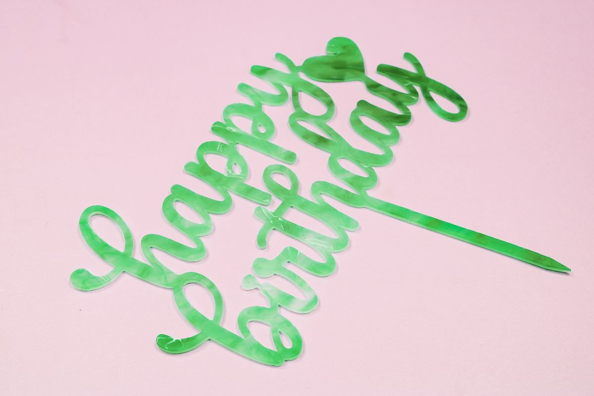 Finished acrylic cake topper.