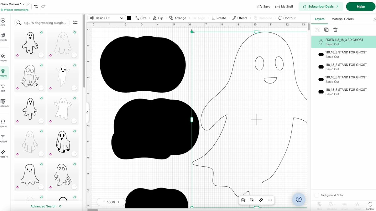 ghost design in cricut design space