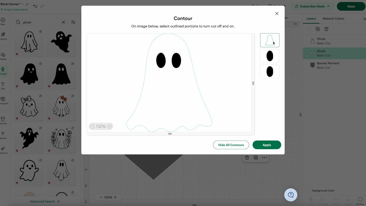 using contour feature in Cricut Design Space