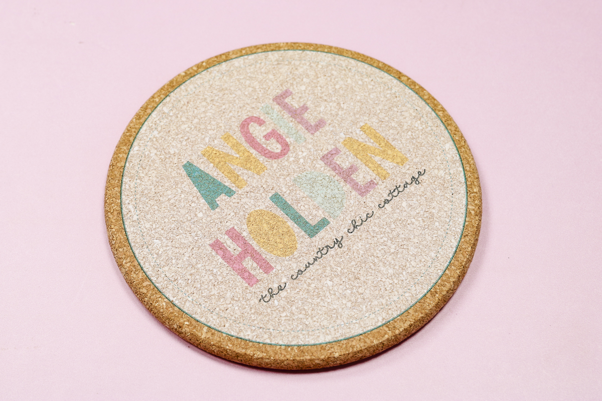 Finished cork coaster.