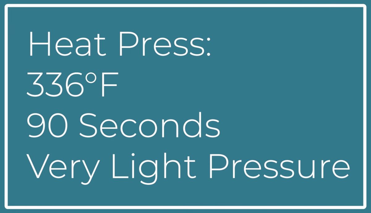 Heat press settings.
