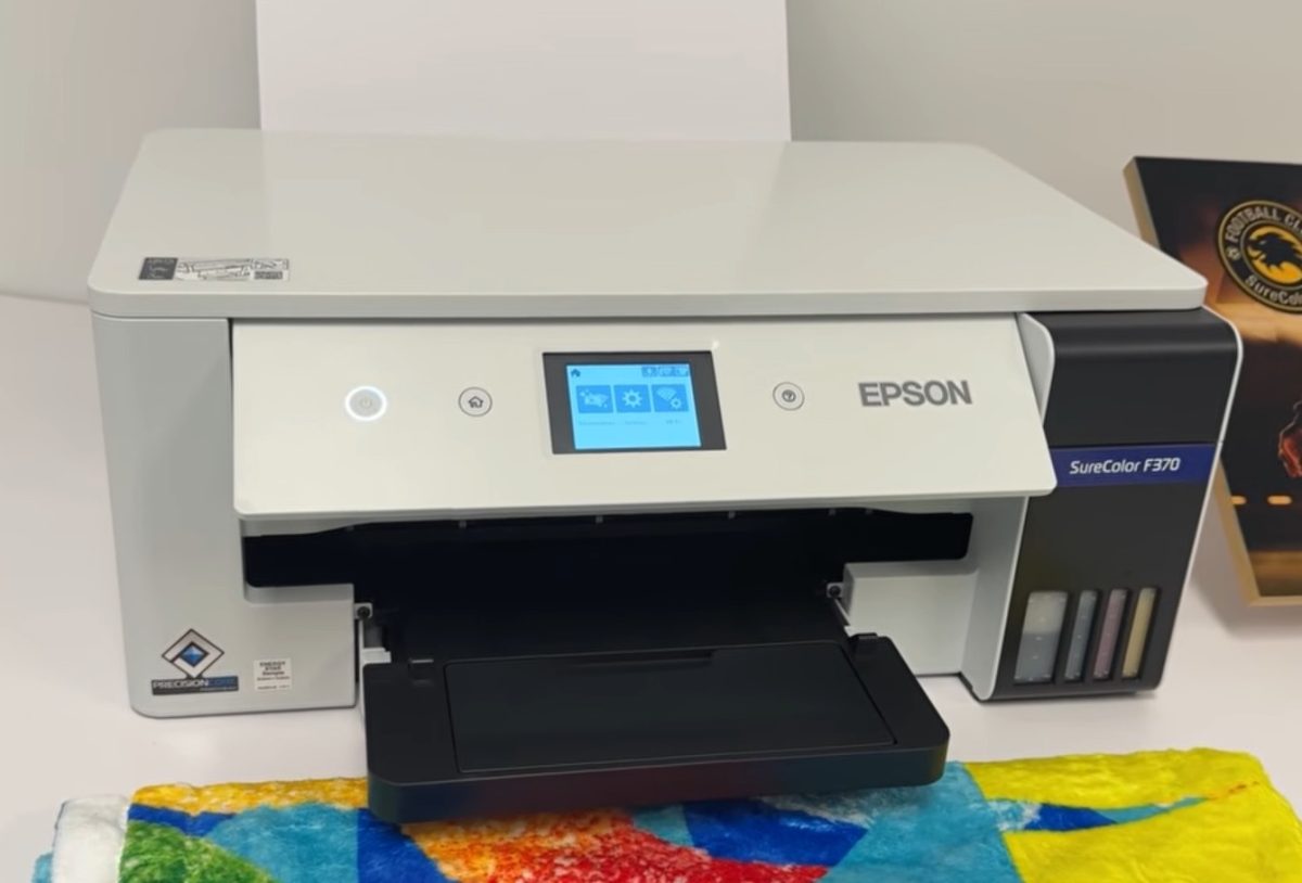 Closeup of the front of the Epson SureColor F370 printer.
