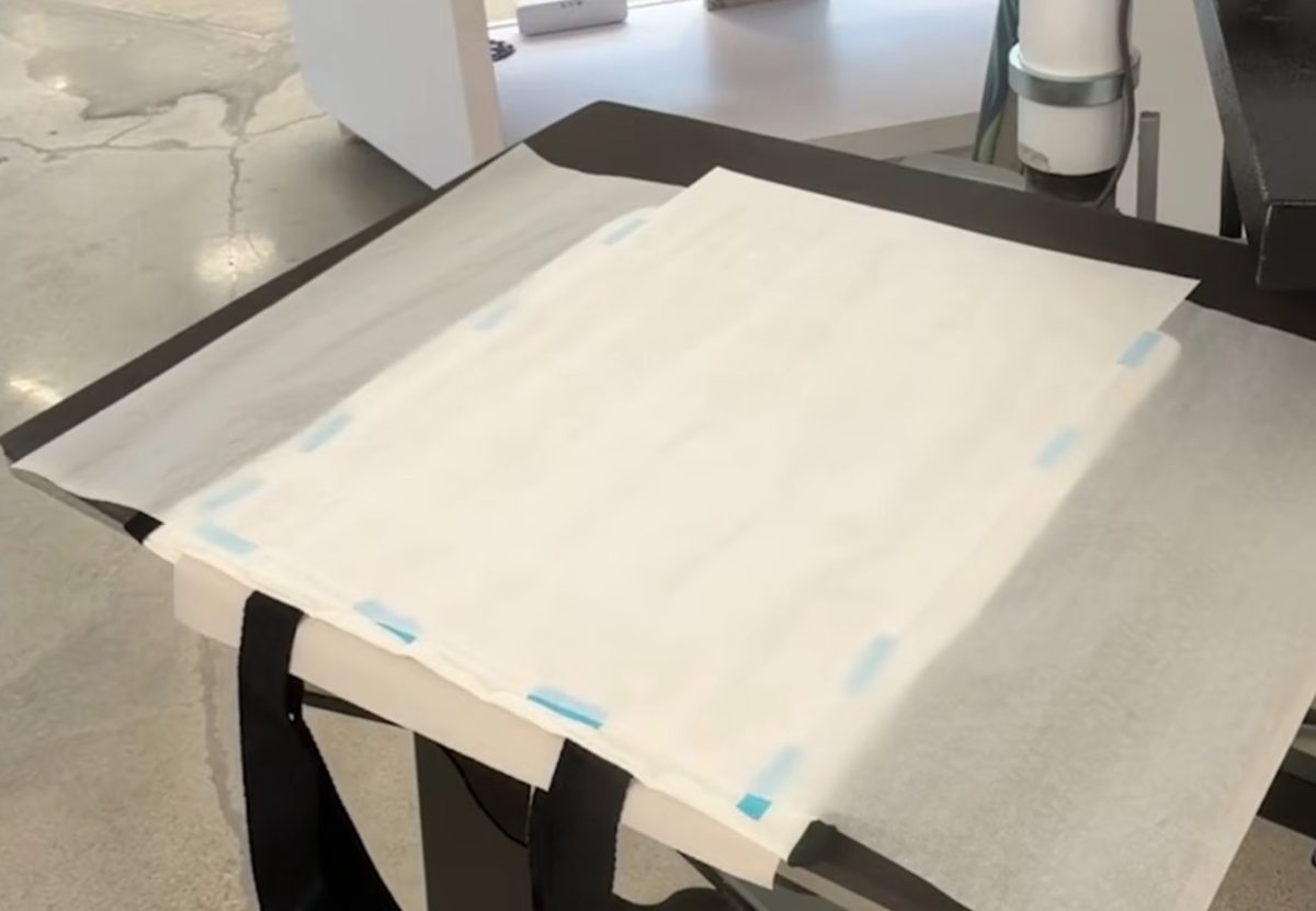 Sublimation print covered with protective paper.