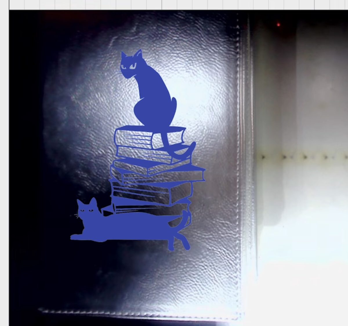 Photo of the journal and design inside Beam Studio.