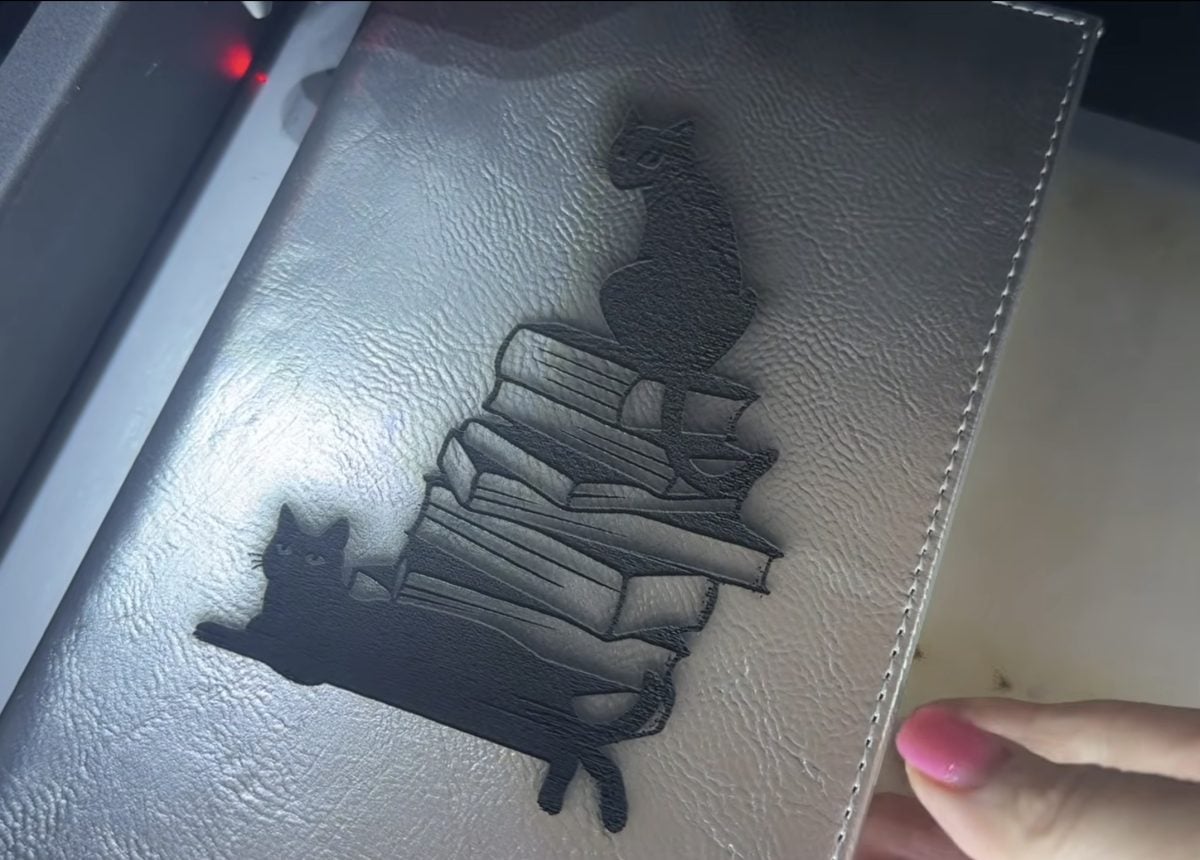 Finished engraved journal before cleaning.