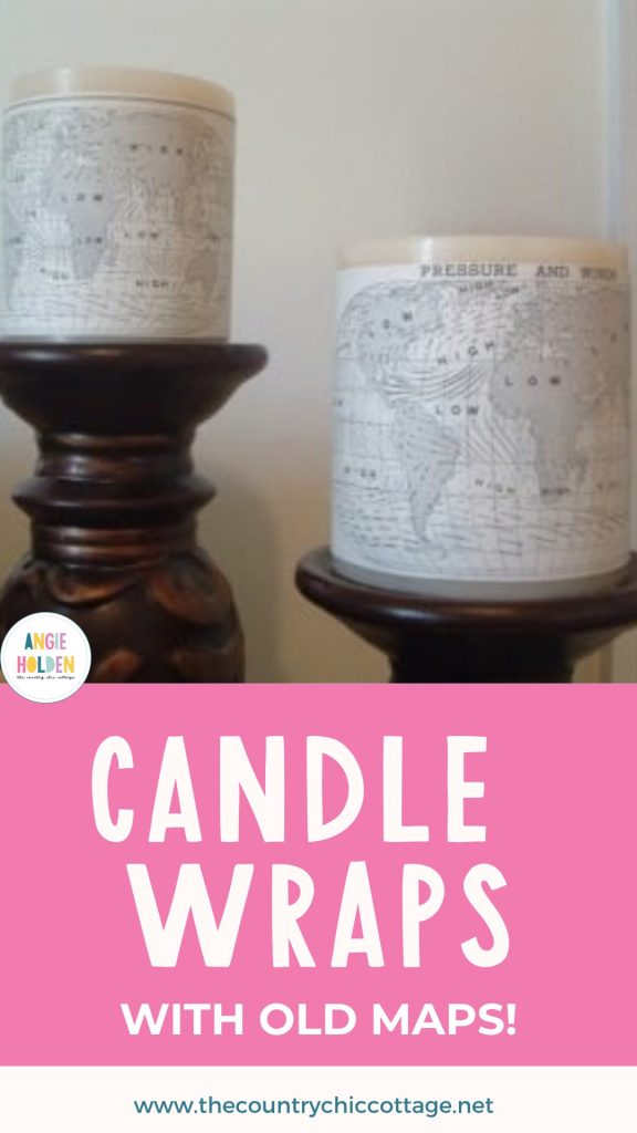 candle wraps with old maps