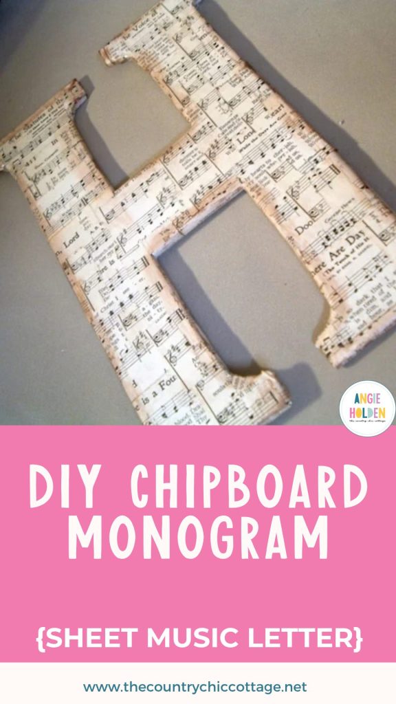 DIY chipboard monogram sheet music letter