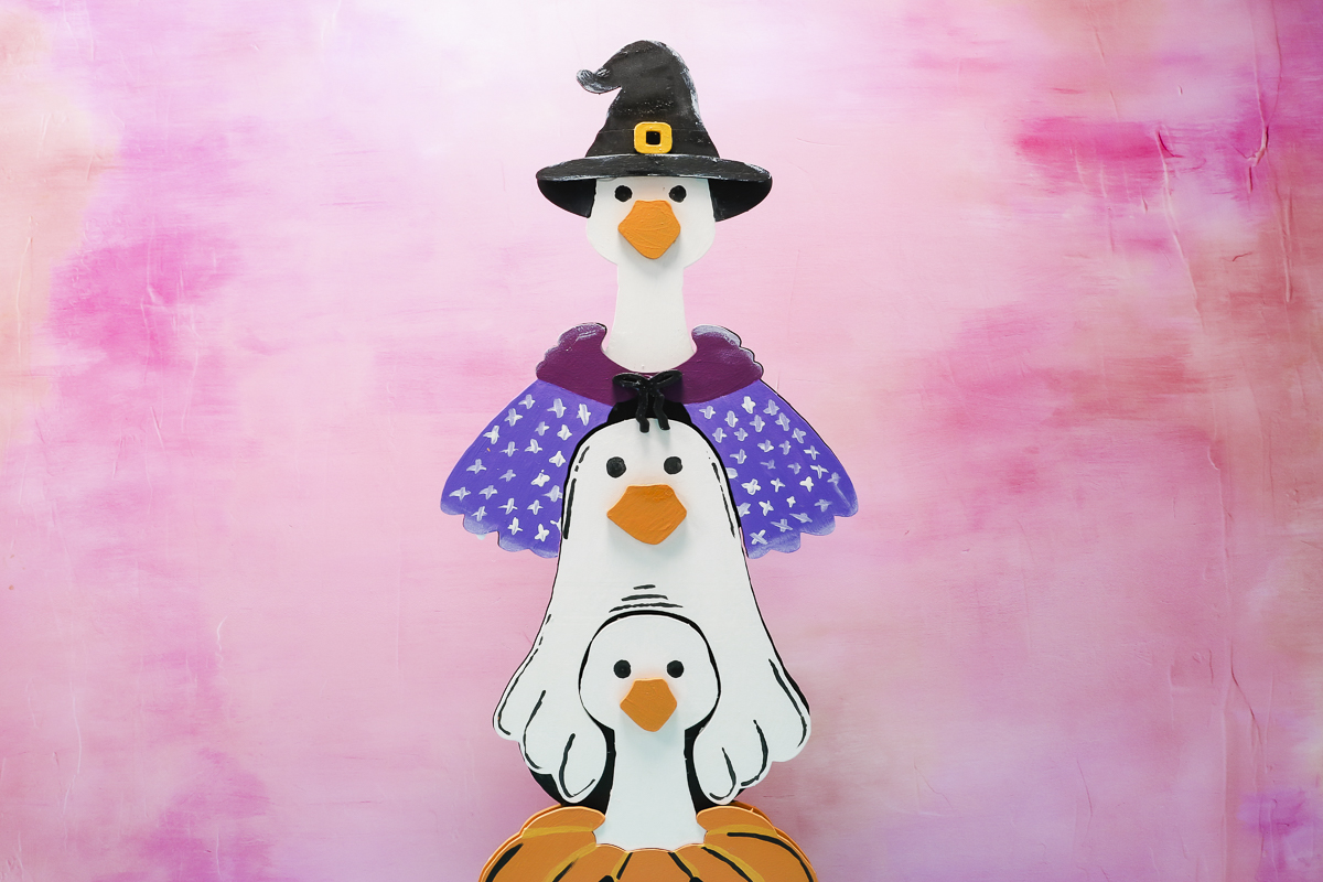 Finished Halloween porch goose wooden sign.