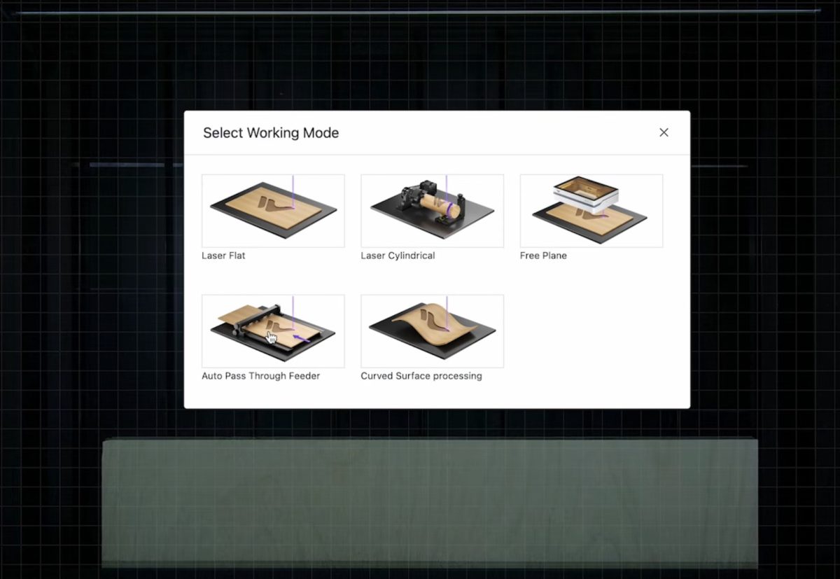 Choose the right processing type in WeCreat Make It software.